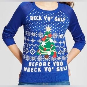 Deck Yo Self Before You Wreck Yo Self ugly sweater removable ornaments
